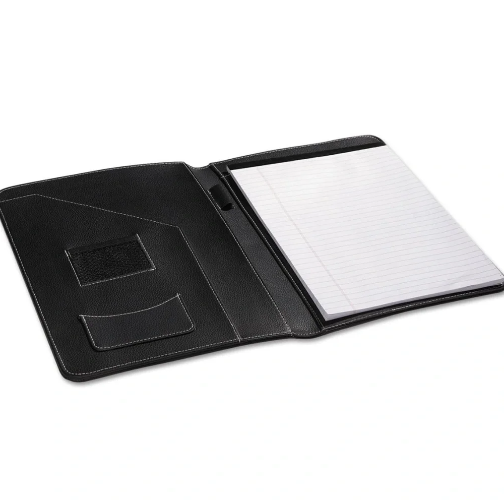 Universal Leather-Look Pad Folio – Black | Slim Business Organizer